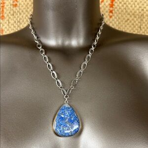 Jes MaHarry Azurite Sterling Silver chunky chain necklace. New in box.